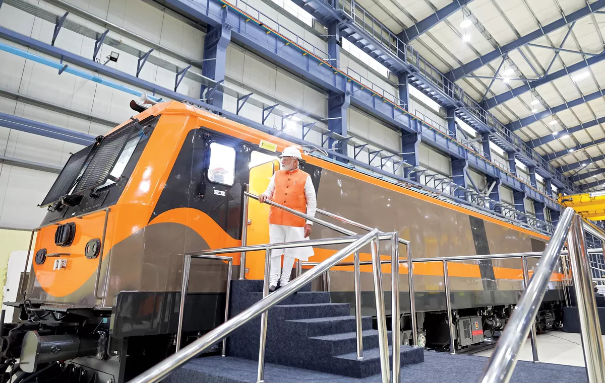 PM unveils first 9000 HP electric freight locomotive in Gujarat
