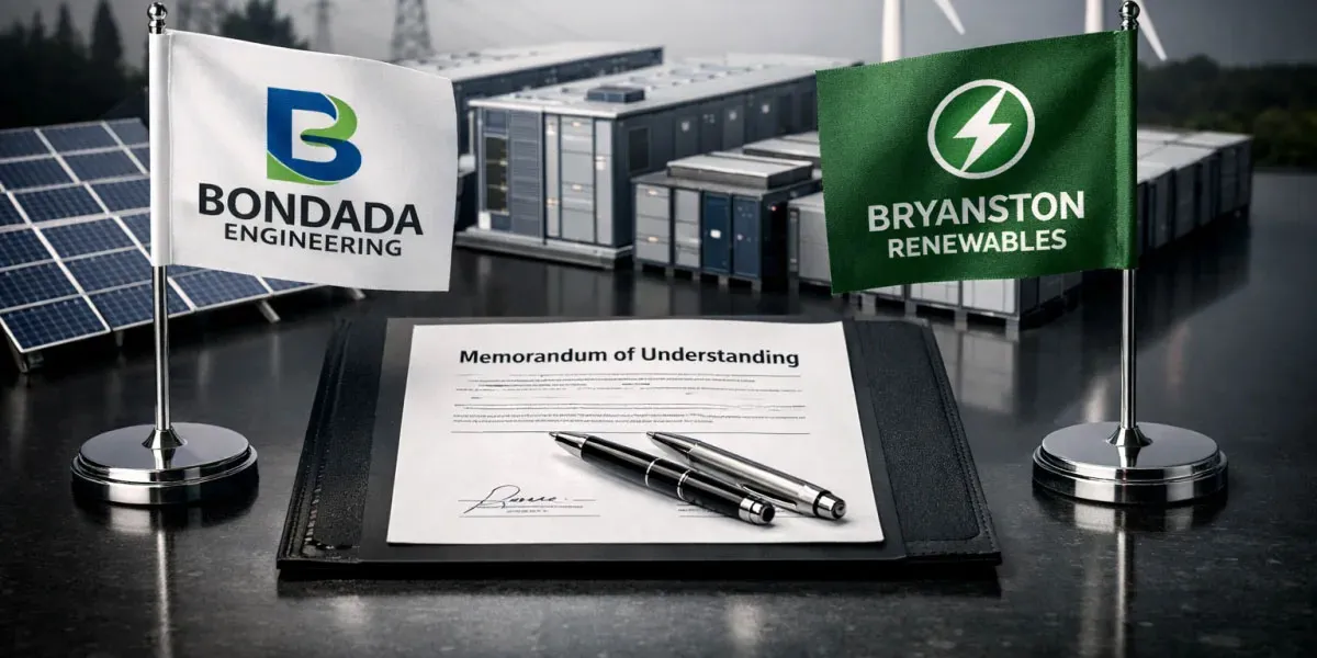 Bondada Engineering Signs MoU With Bryanston Renewables