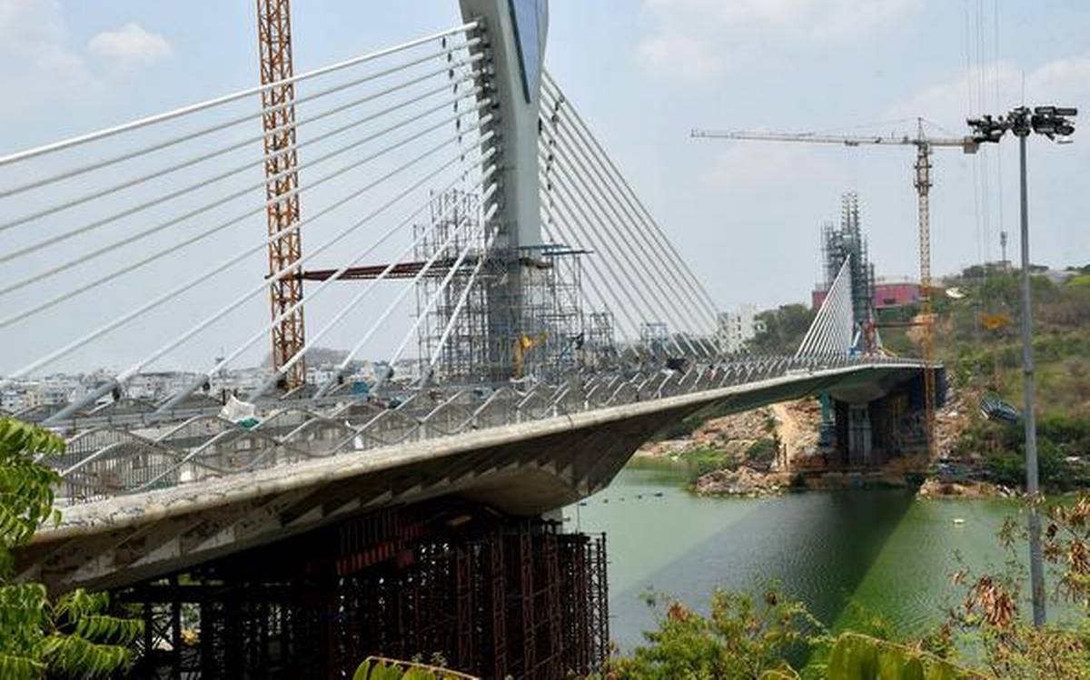 Cable Stay bridge built nuilt by L&T across Durgam Cheruvu lake in hyderabad inauguarated recently by Minister KT Rama Rao