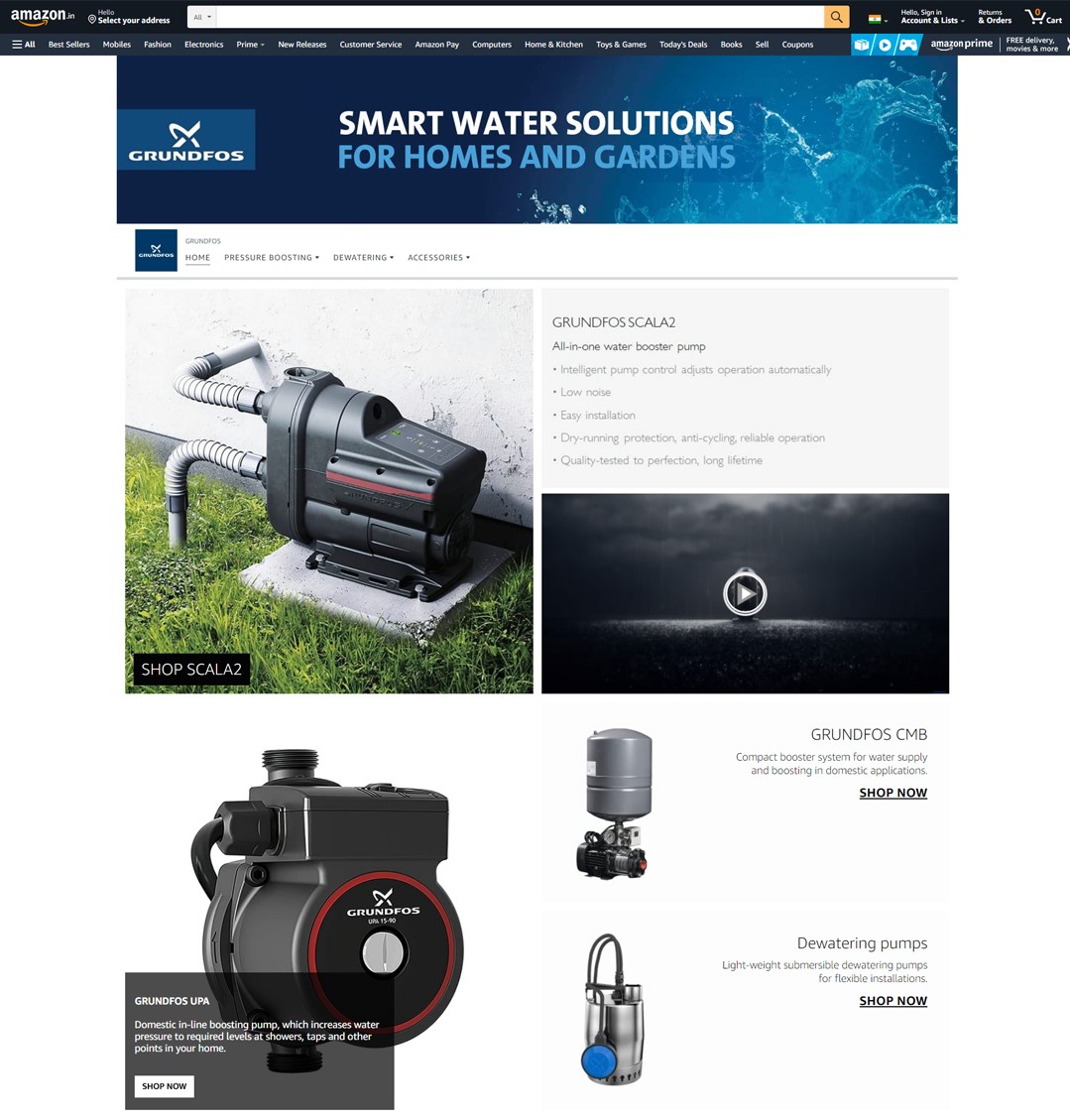 Grundfos launches its brand store on Amazon India