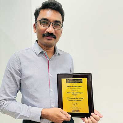 India's Top Challengers award at 19th Construction World Annual Awards 2021