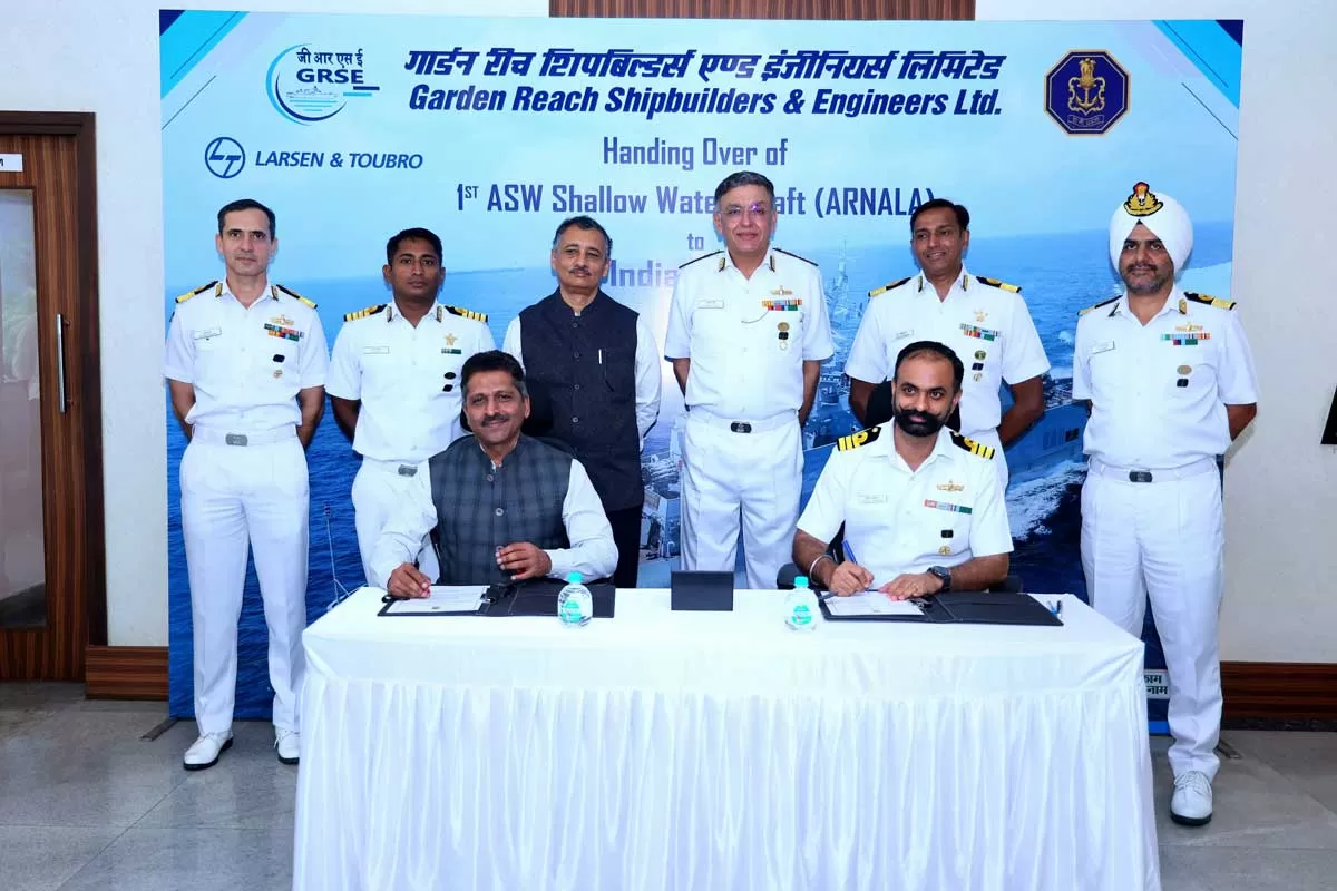 Delivery of 'Arnala', First ASW Shallow Water Craft to Navy