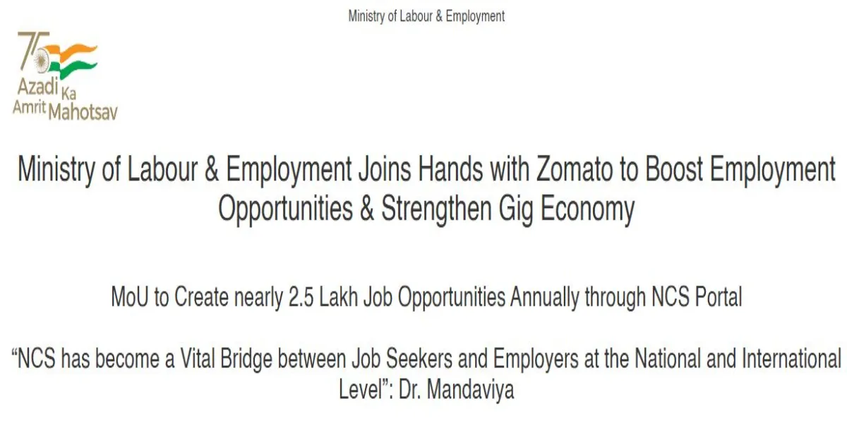 MoLE, Zomato Partner to Create Jobs via NCS Portal