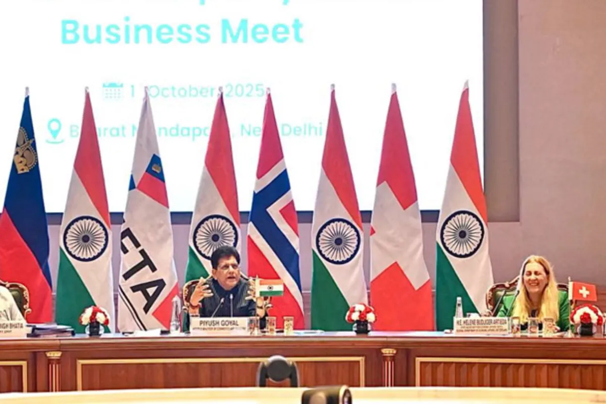 India–EFTA Trade Pact With $100 Billion Investment Comes Into Force