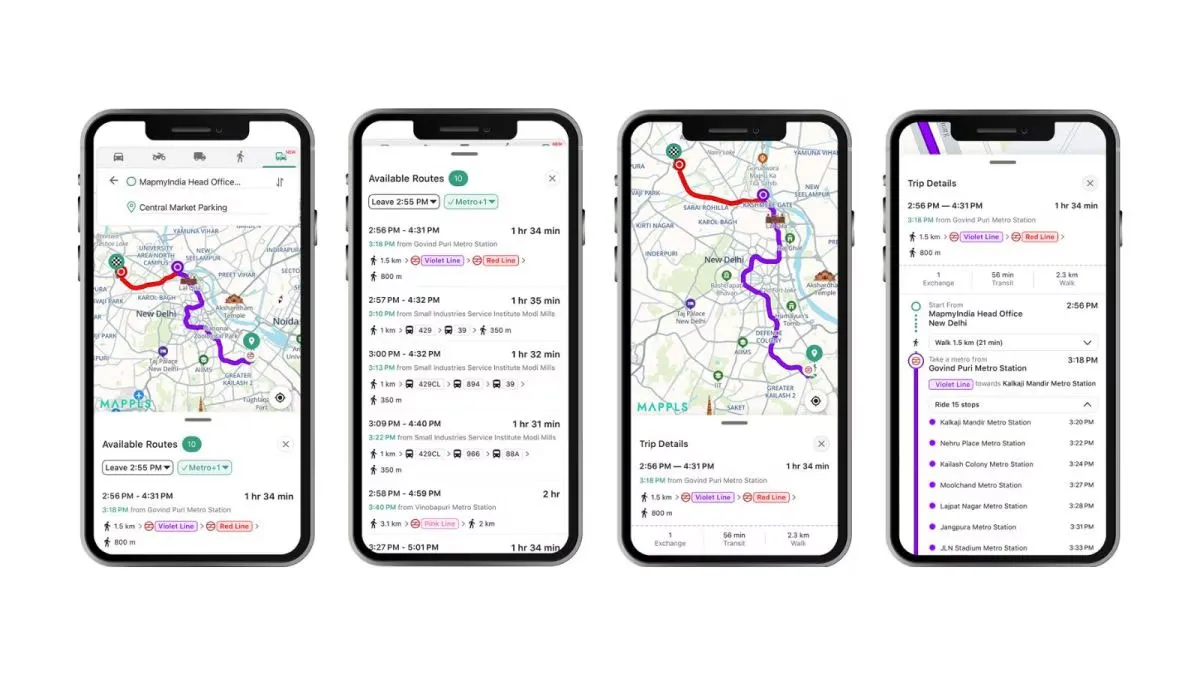 MapmyIndia Adds Multimodal Public Transport Routes To Mappls
