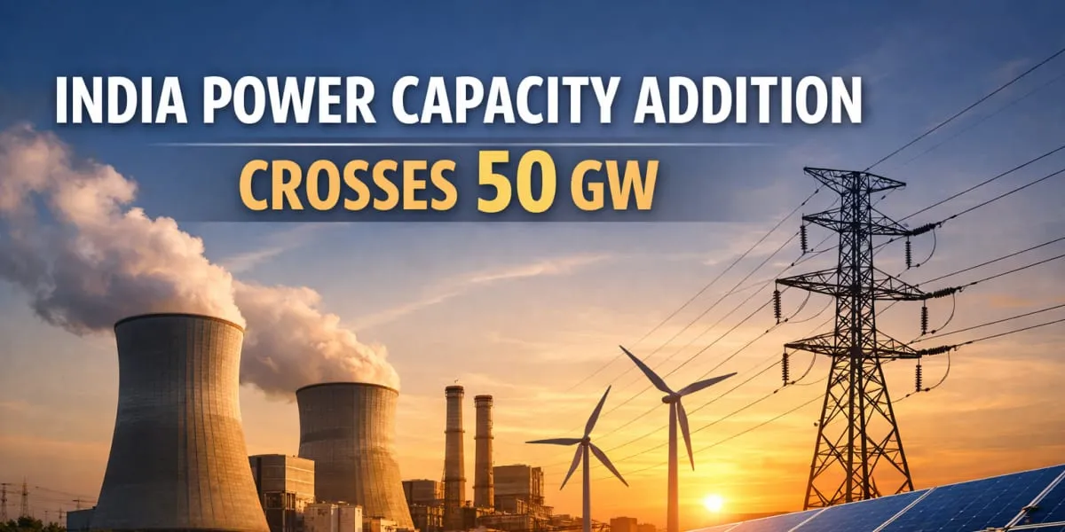 India Power Generation Capacity Addition Crosses 50 GW