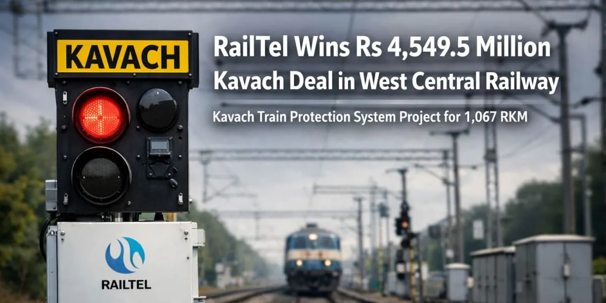 RailTel Wins Rs 4,549.5 Million Kavach Deal in West Central Railway