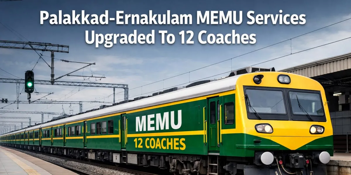 Palakkad-Ernakulam MEMU Services Upgraded To 12 Coaches