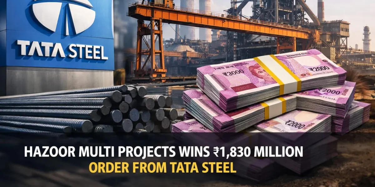 Hazoor Multi Projects Secures Rs 1,830 Million Order From Tata Steel