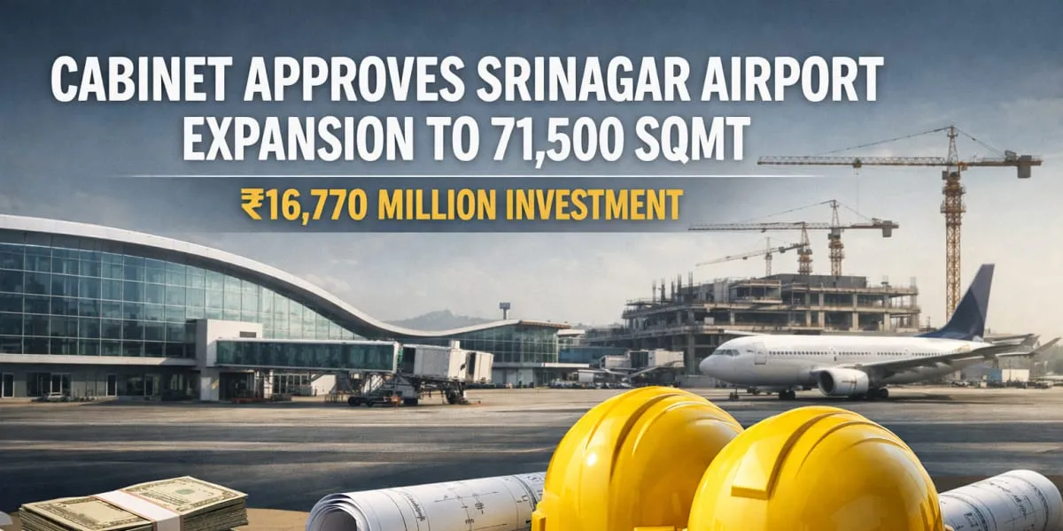 Cabinet Approves Srinagar Airport Expansion To 71,500 Sqmt