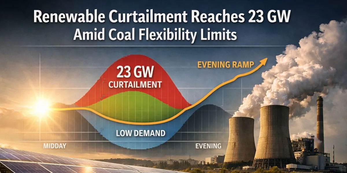 Renewable Curtailment Reaches 23 GW Amid Coal Flexibility Limits