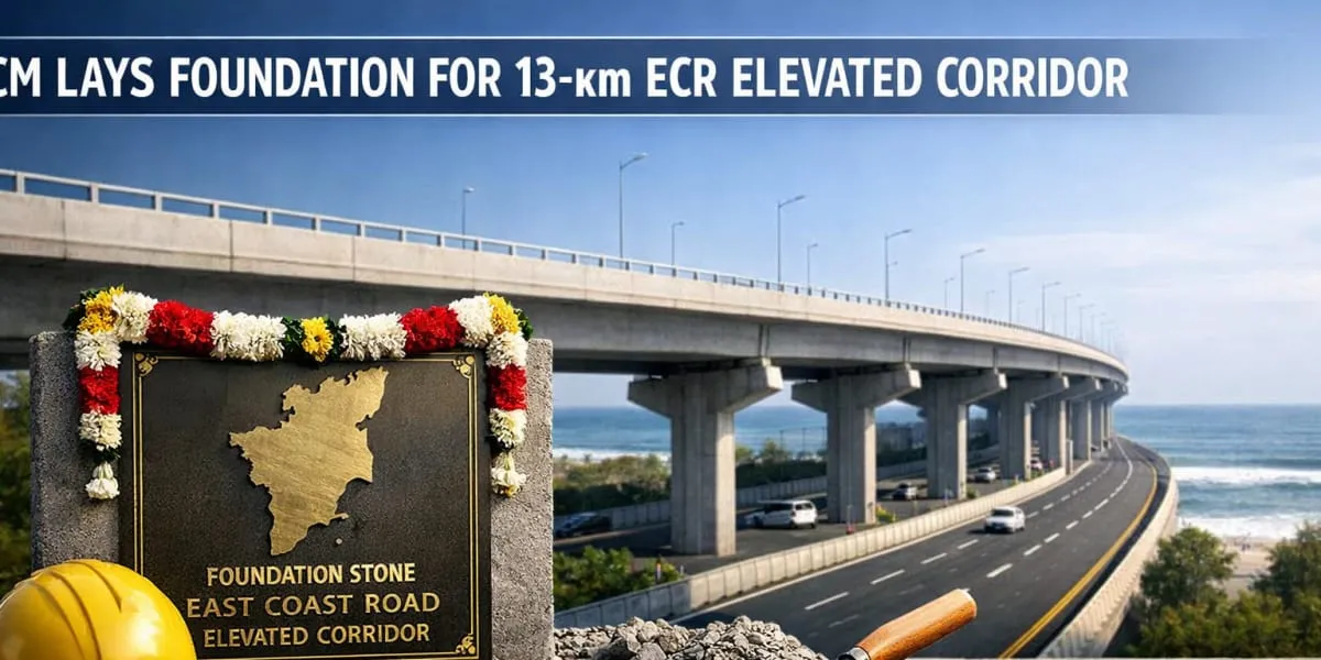 CM Lays Foundation For 13-km ECR Elevated Corridor