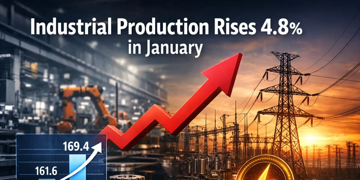 Industrial Production Rises Four Point Eight Per Cent In January