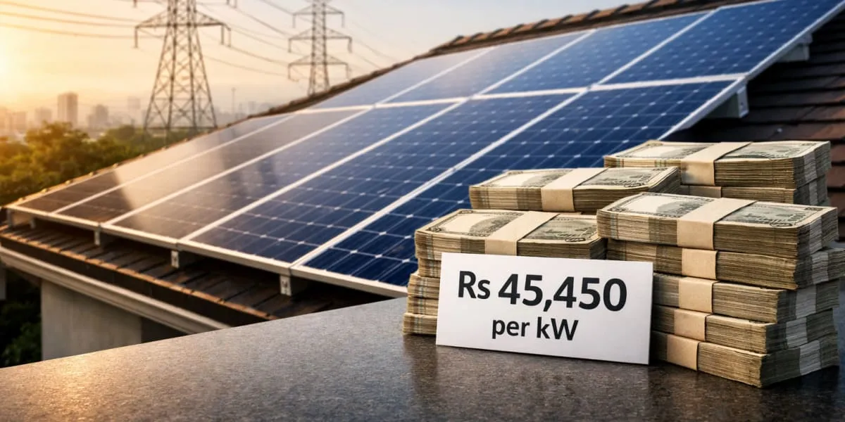Mahavitaran Cuts Rooftop Solar Rate To Rs45,450 Per Kilowatt
