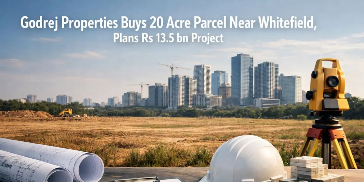 Godrej Properties Buys 20 Acre Parcel Near Whitefield, Plans Rs 13.5 bn Project