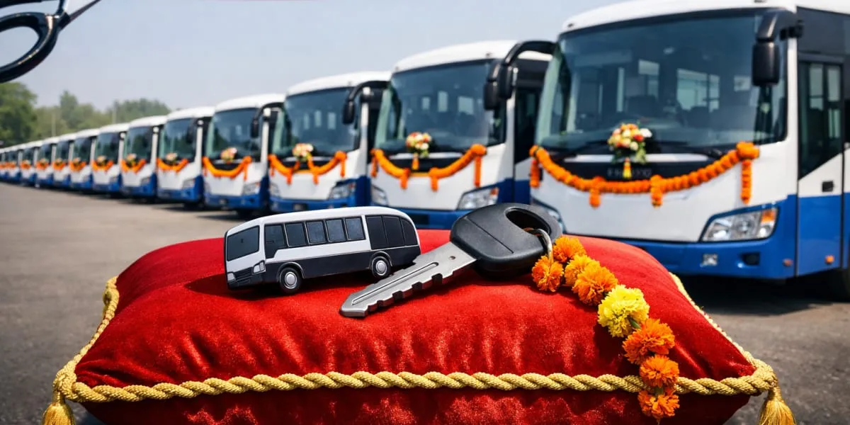 Gujarat Leaders Flag Off 182 Buses for Every Assembly Seat