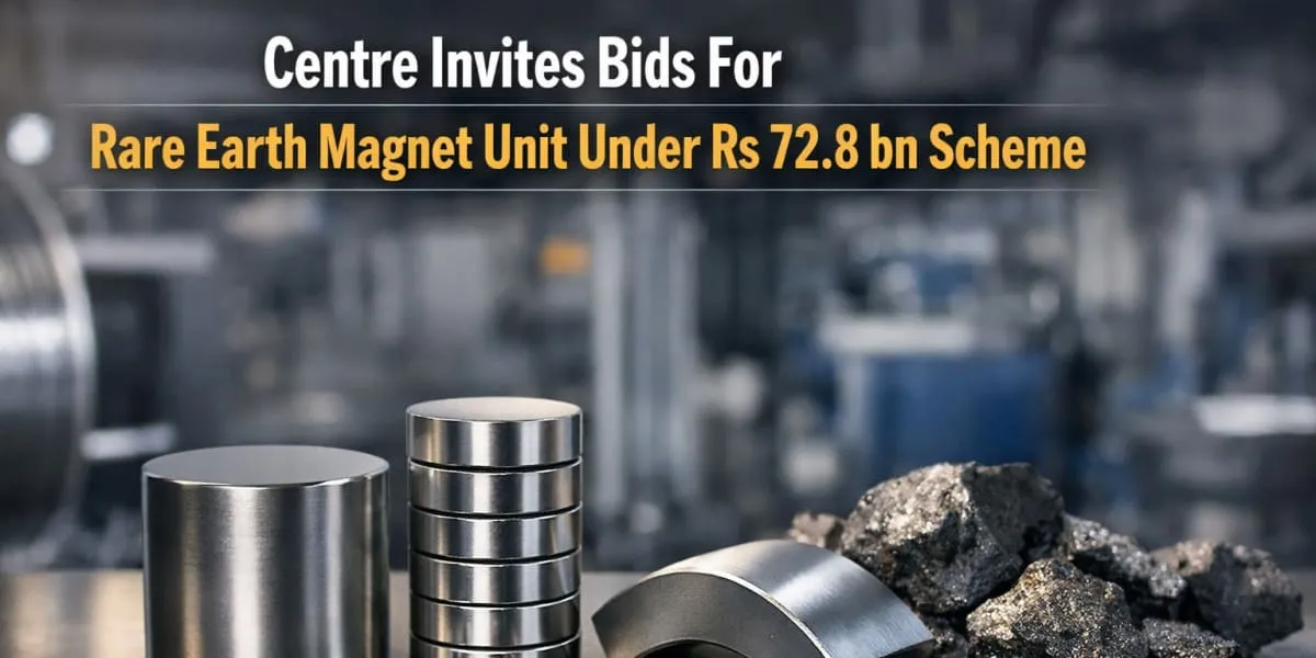 Centre Invites Bids For Rare Earth Magnet Unit Under Rs 72.8 bn Scheme
