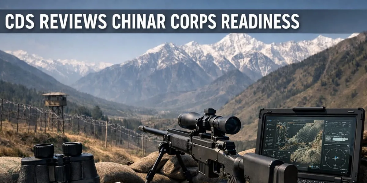 CDS General Anil Chauhan Reviews Chinar Corps Readiness