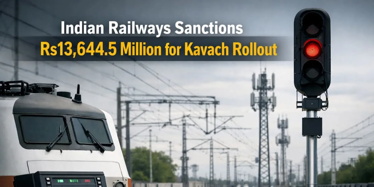 Indian Railways Sanctions Rs13,644.5 million for Kavach Rollout