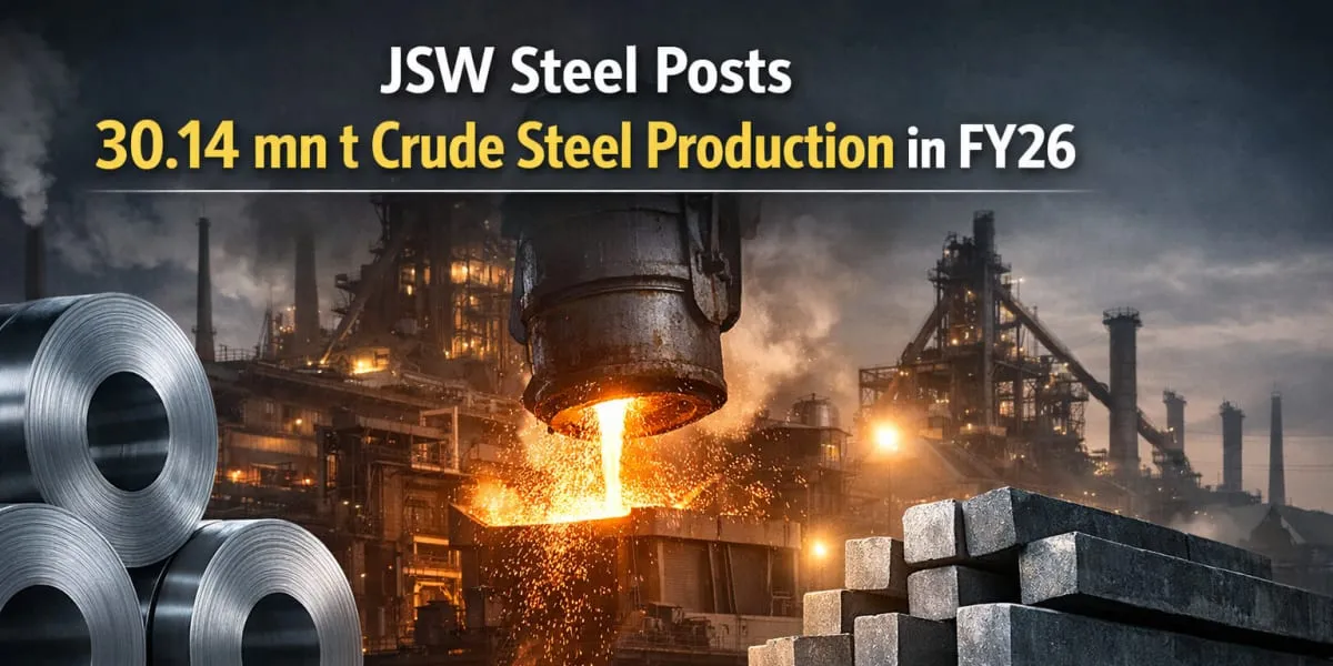JSW Steel Posts 30.14 mn t Crude Steel Production In FY26