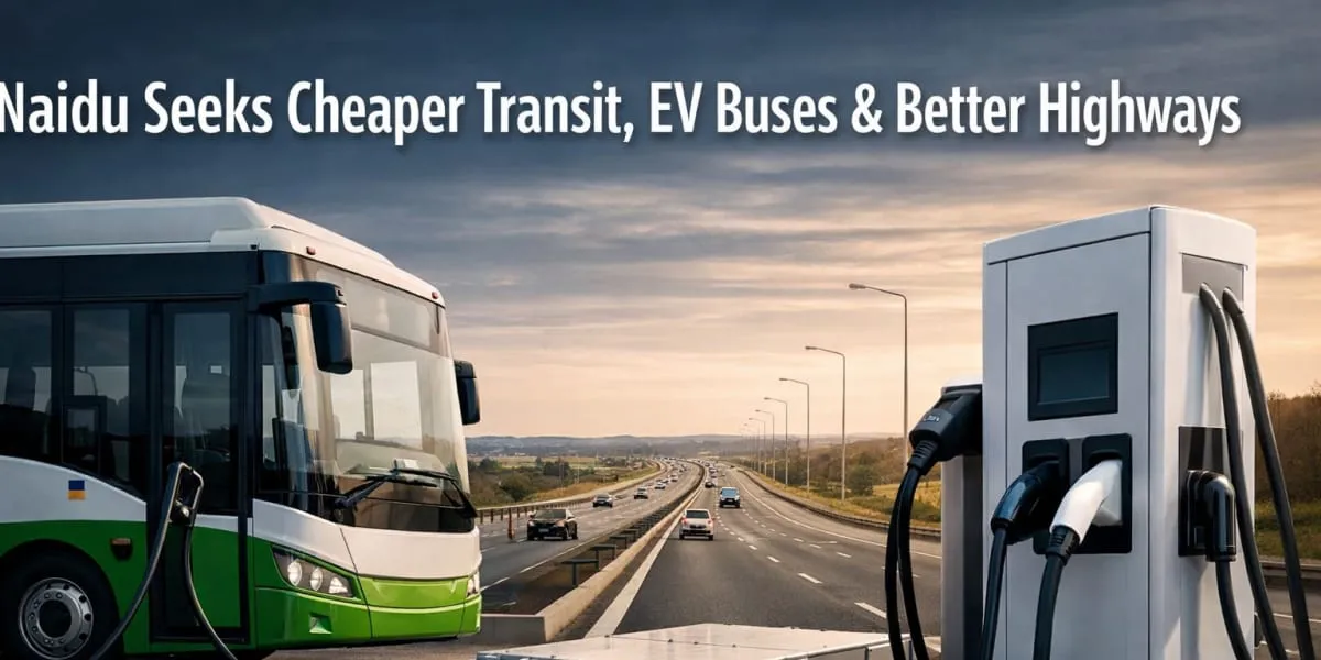 Naidu Seeks Cheaper Transit, EV Buses and Better Highways