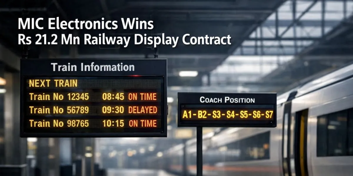 MIC Electronics Wins Rs 21.2 mn Railway Display Contract
