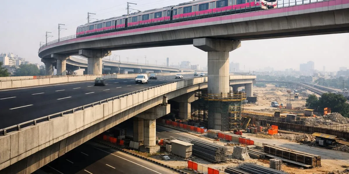 Delhi Double Decker Flyover on Pink Line Aims For Year End Completion