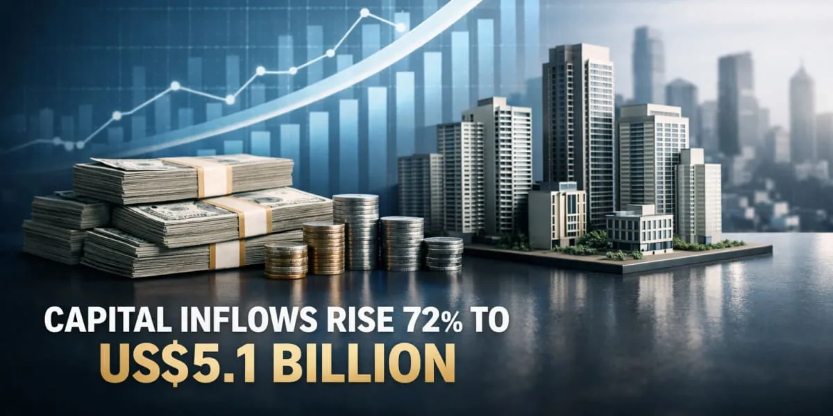 Capital Inflows Rise 72 Per Cent To US$Five Point One Bn