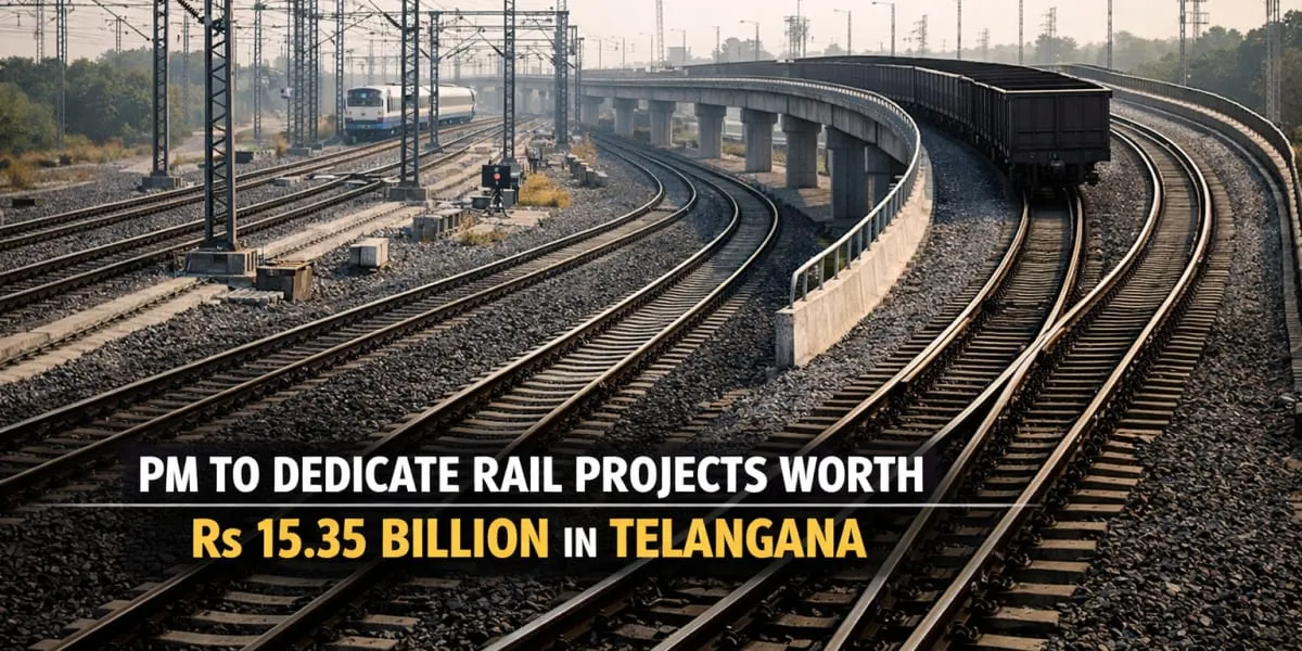PM To Dedicate Rail Projects Worth Rs 15.35 Billion in Telangana