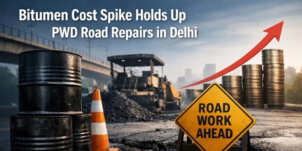 Bitumen Cost Spike Holds Up PWD Road Repairs in Delhi