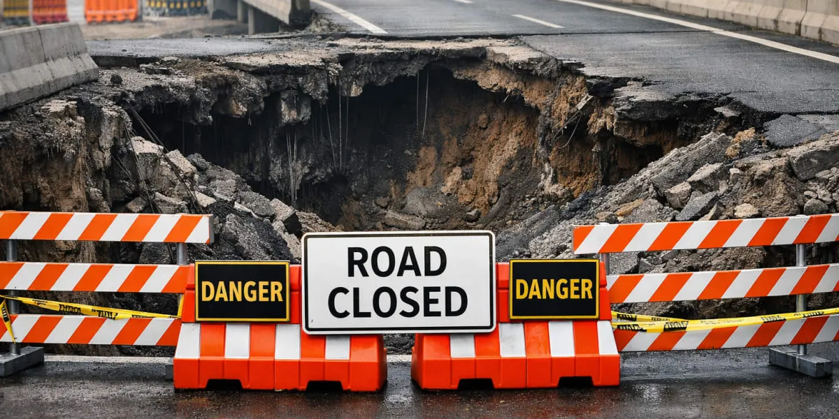 Gurugram Sohna Flyover Road Caves In Near Subhash Chowk