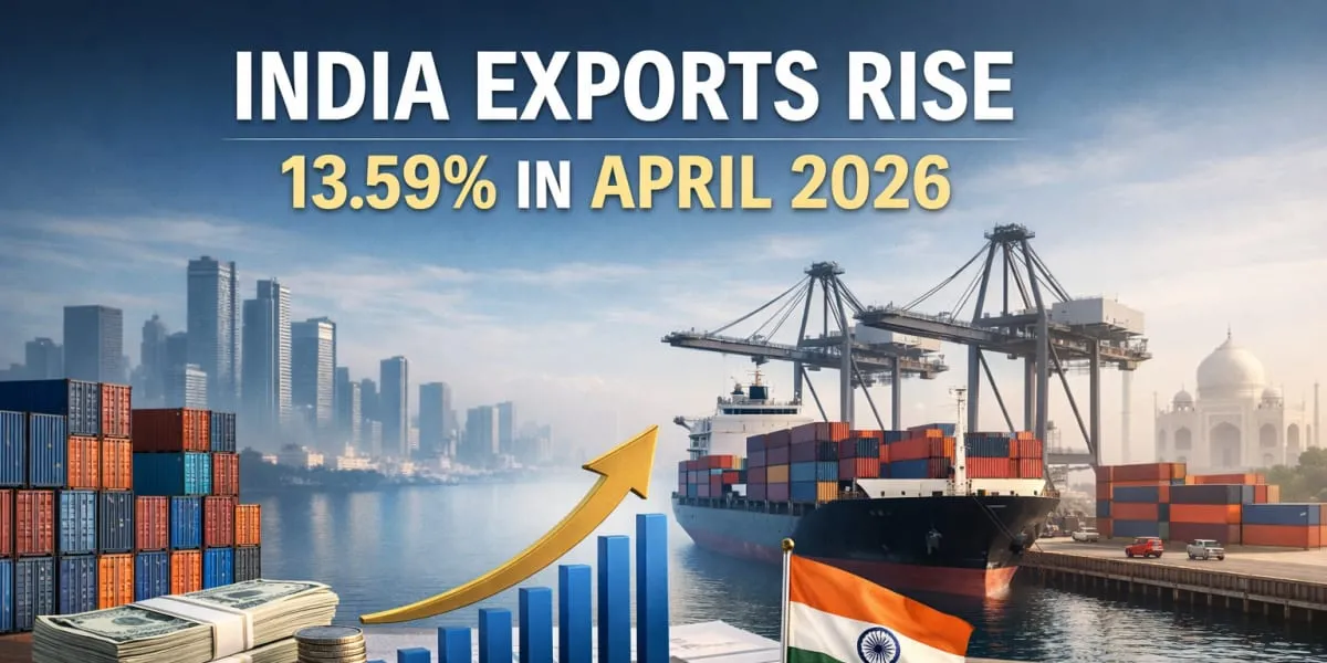 India Exports Rise 13.59% in April 2026