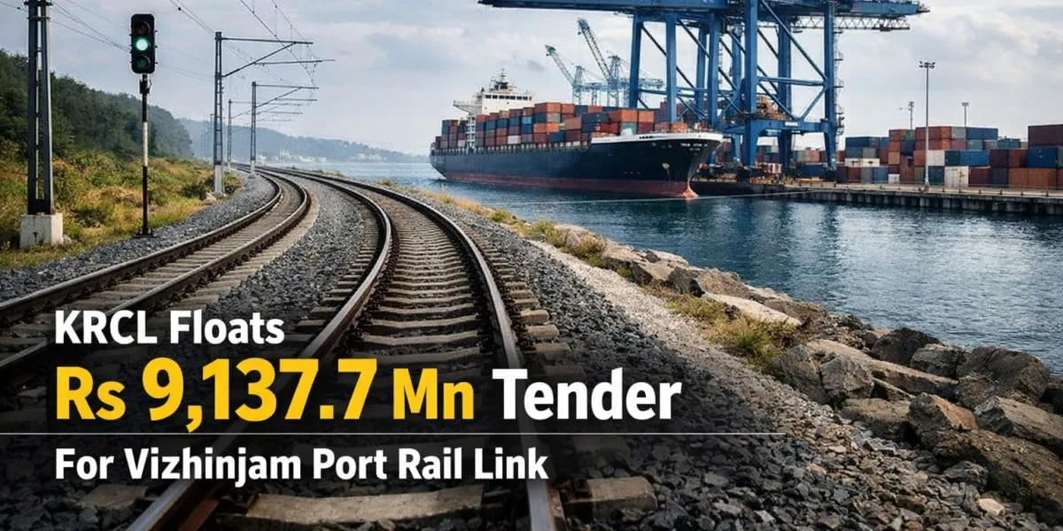 KRCL Floats Rs 9,137.7 mn Tender For Vizhinjam Port Rail Link