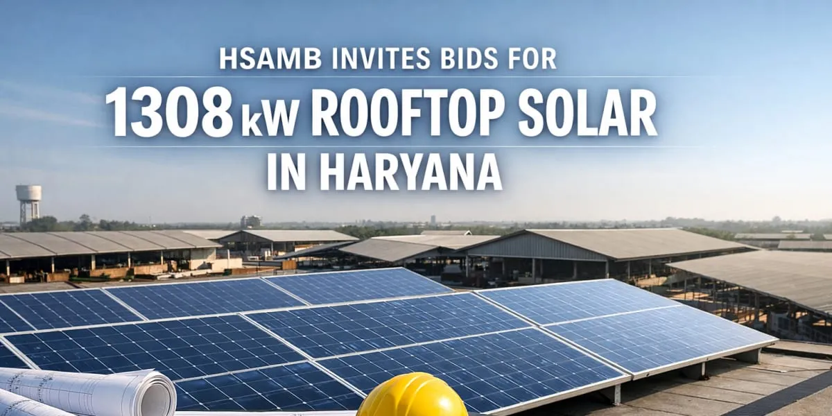HSAMB Invites Bids For 1308 kW Rooftop Solar In Haryana