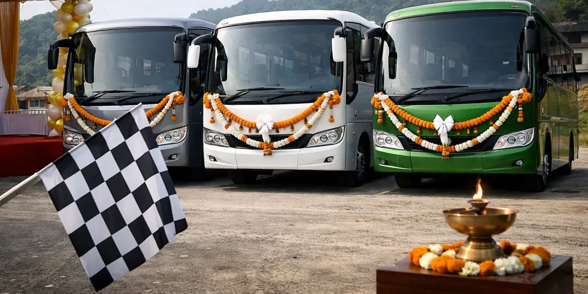 Union Minister Flags Off Three Buses At APSTS Golden Jubilee