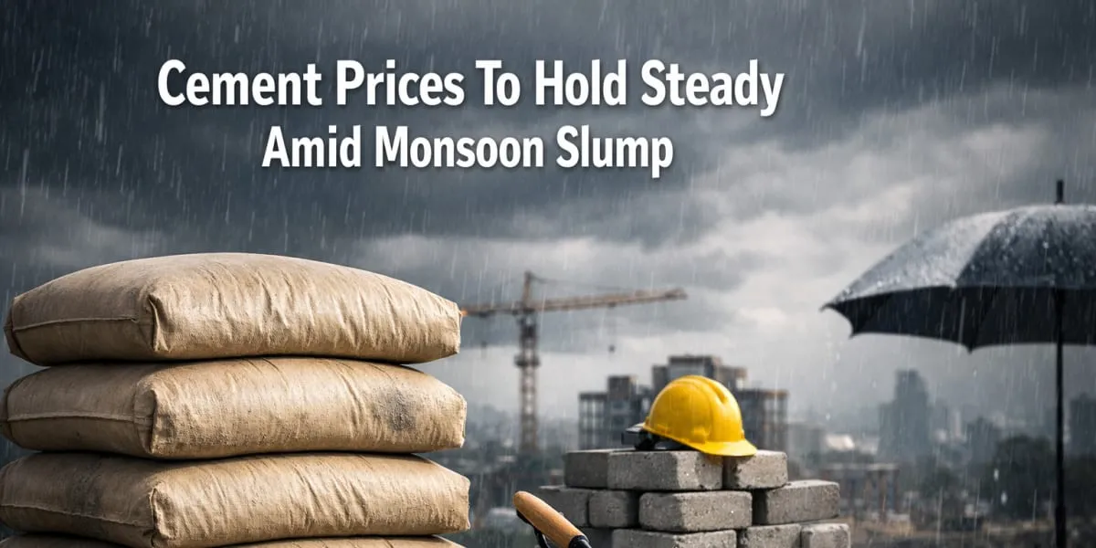 Cement Prices To Hold Steady Amid Monsoon Slump