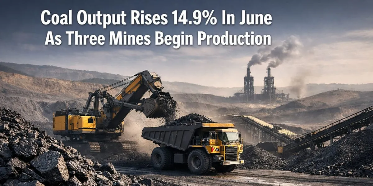 Coal Output Rises 14.9 Per Cent In June As Three Mines Begin Production