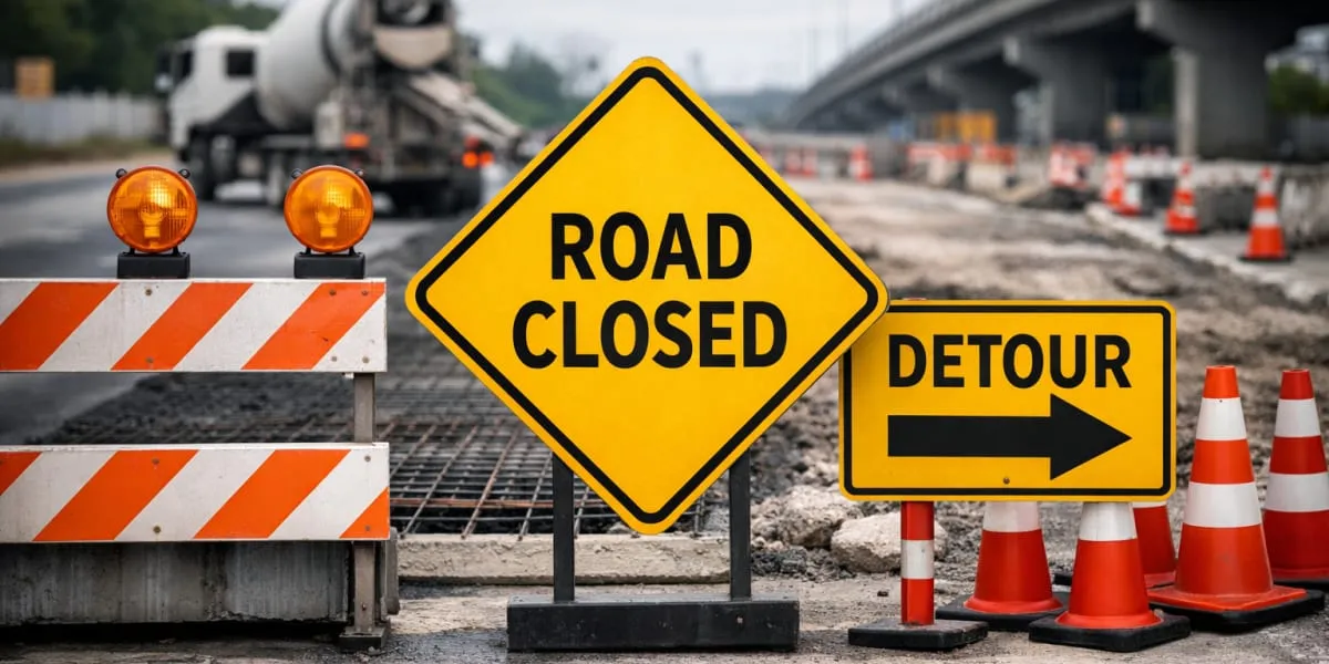 Traffic Diversions In Chatrinaka For Cement Concrete Road Works