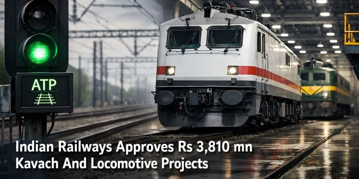 Indian Railways Approves Rs 3,810 mn Kavach And Locomotive Projects