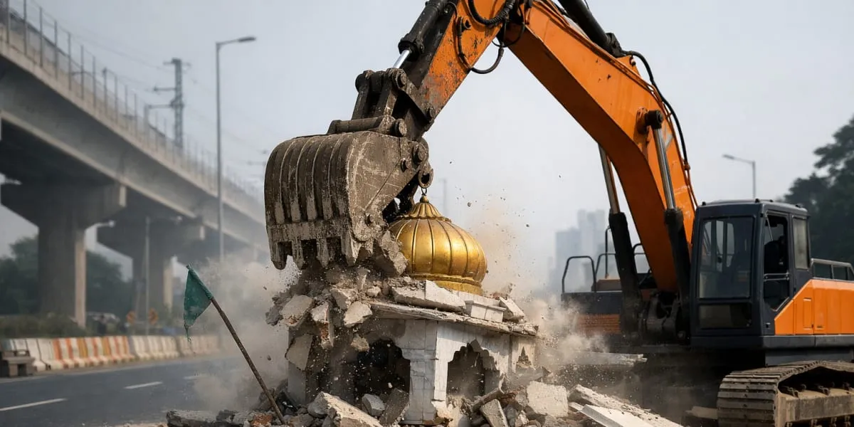 Delhi Shrine Razed For Pitampura Shalimar Bagh Road Widening