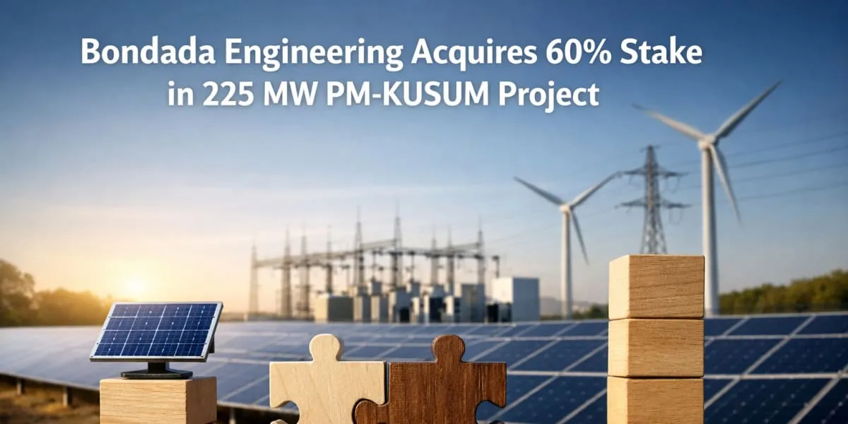 Bondada Engineering Acquires 60 Per Cent Stake in 225 MW PM-KUSUM Project