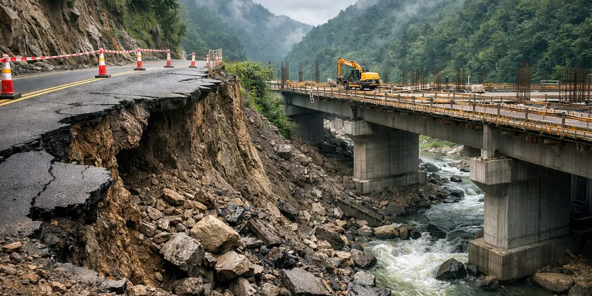 Minister Inspects Damaged Road And Bridge In Mussoorie