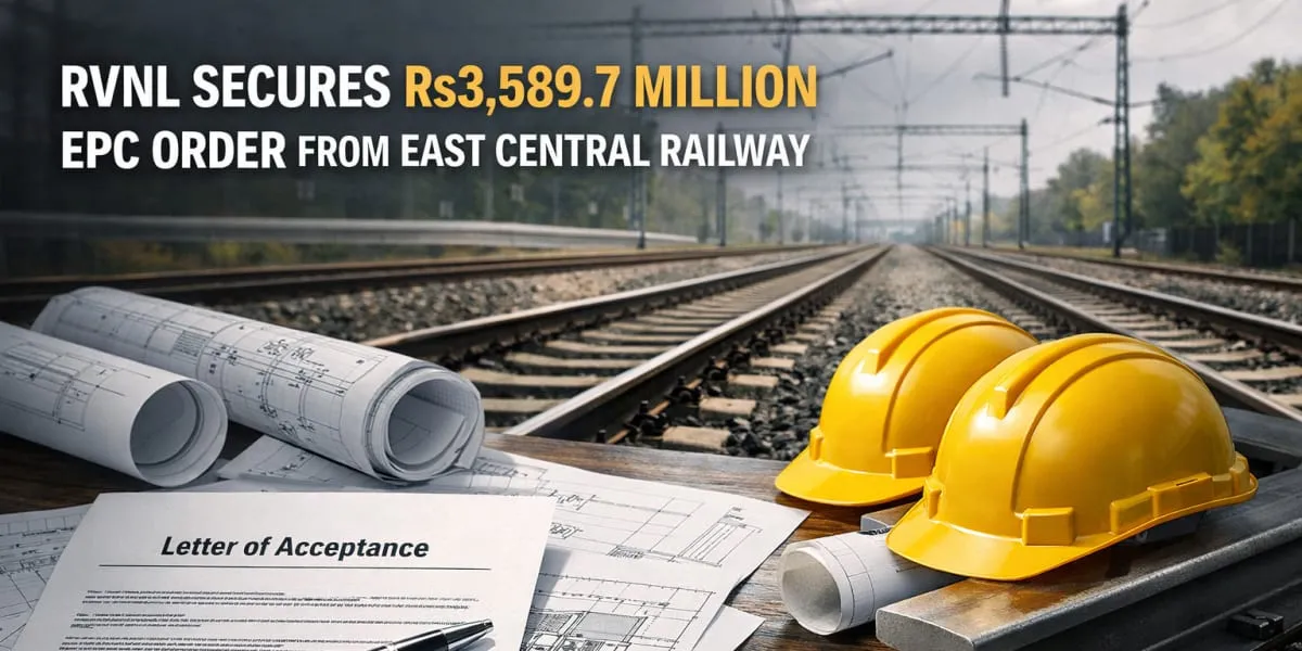 RVNL Secures Rs3,589.7 Million EPC Order from East Central Railway