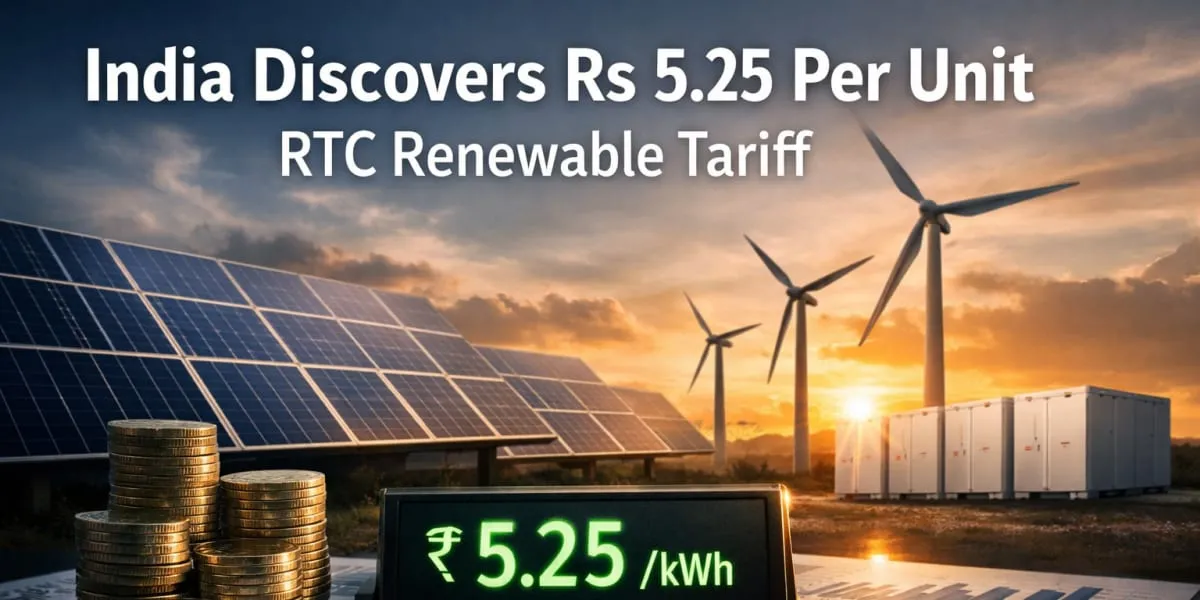 India Discovers Rs 5.25 Per Unit RTC Renewable Tariff