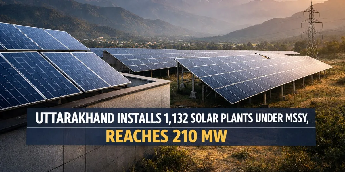 Uttarakhand Installs 1,132 Solar Plants Under MSSY Reaching 210 MW