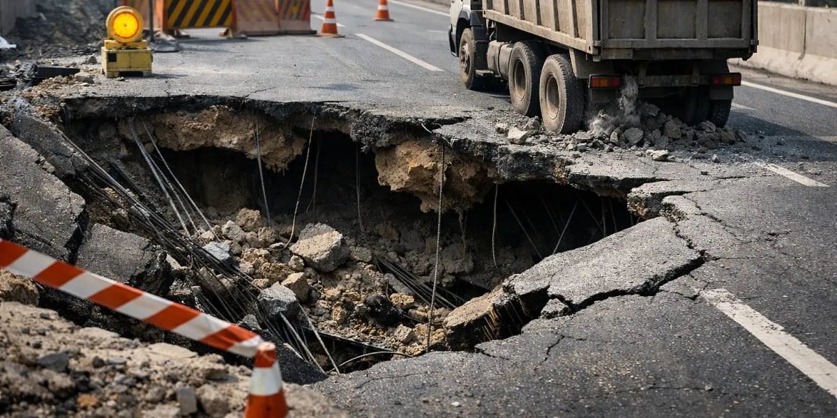 Gurugram Sohna Highway Stretch Caves In During Repair Works