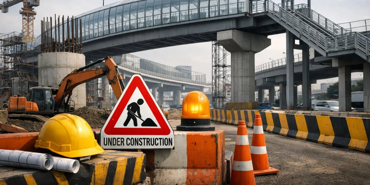 Skywalk And Foot Over Bridge Construction Underway At Madhuban Chowk