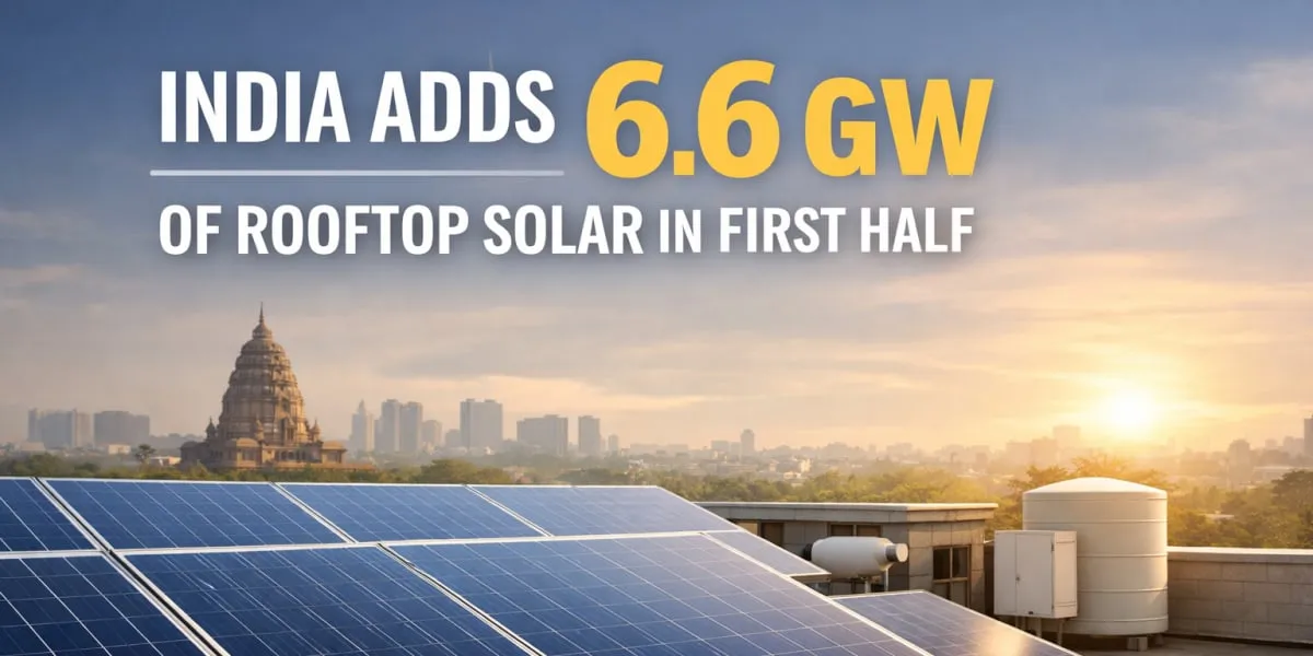 India Adds Six Point Six GW Of Rooftop Solar In First Half