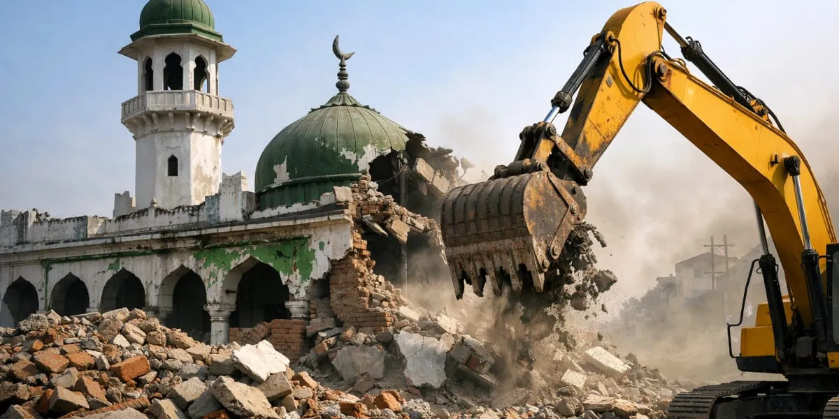 Medina Masjid Partially Demolished For Road Widening In Ujjain