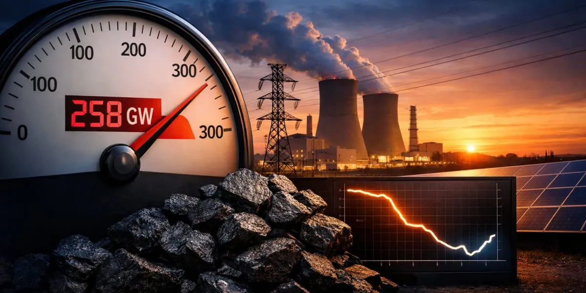 Peak Power Demand Hits 258 GW in August Amid Non-Solar Shortages